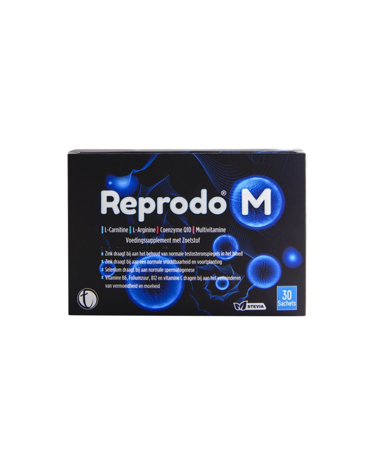 Reprodo M male fertility supplement box, front view on white background
